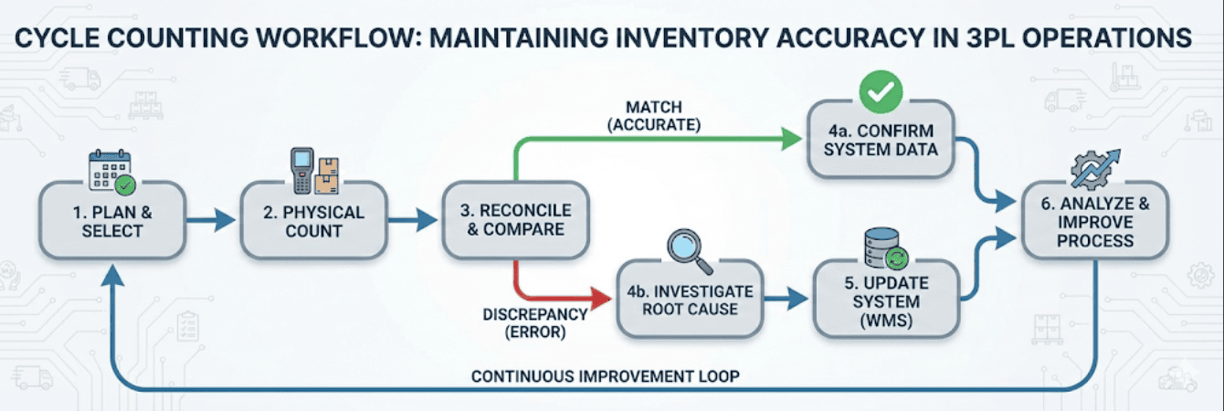 Cycle counting workflow for maintaining inventory accuracy