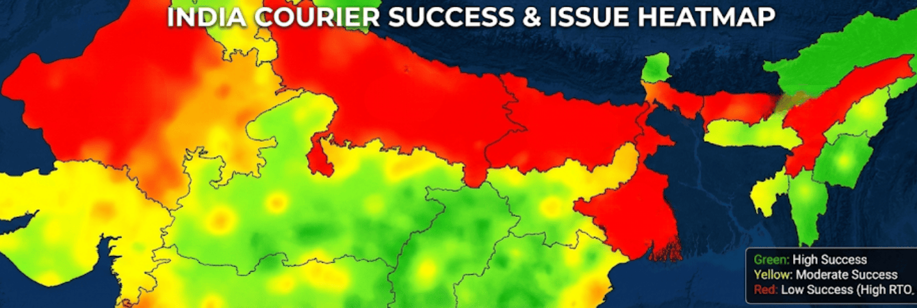 Heatmap of courier performance by pincode showing strong and weak delivery areas