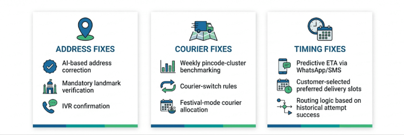 Framework showing three key actions to reduce RTO