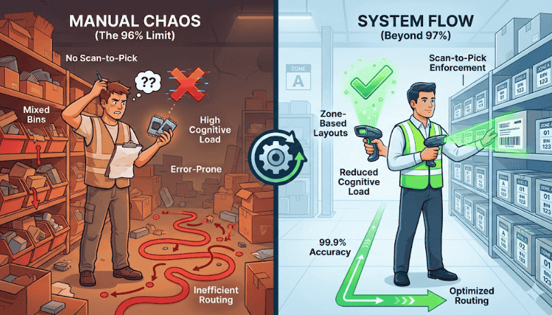warehouse picking system flow improving order accuracy